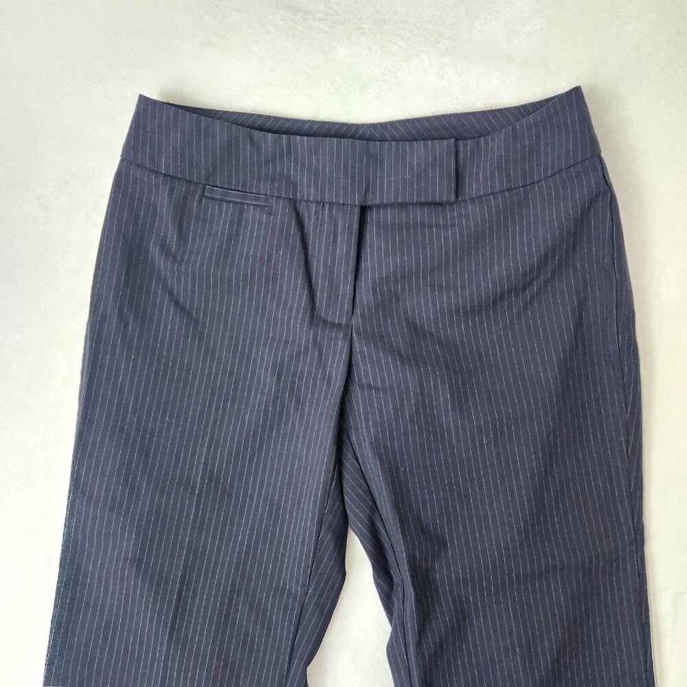 Y2K New York & Company Pinstripe Trouser Cropped Pants Size 2 Navy Blue Stretch - Picture 3 of 13